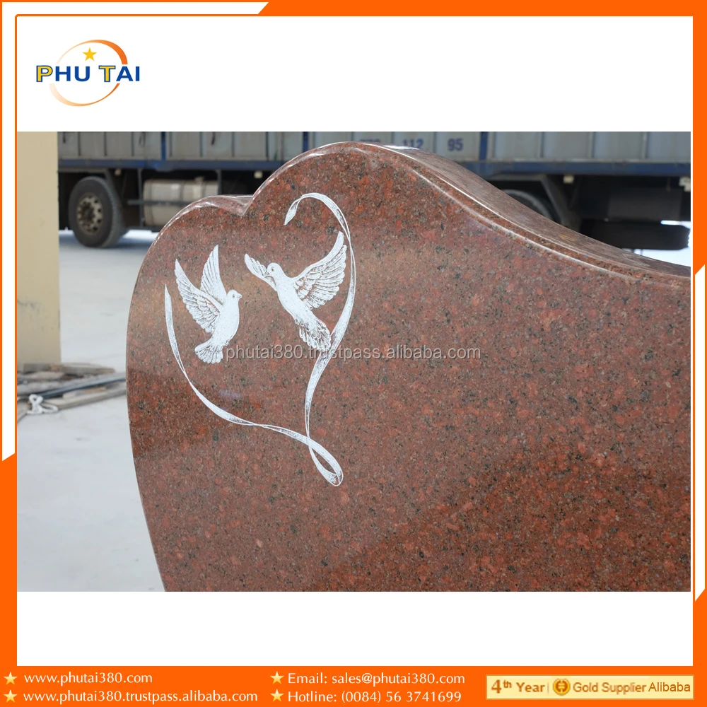 Customized Size French Polonaise Design Granite Tombstone Modern European American Style for Outdoor Cemetery Memorial Use