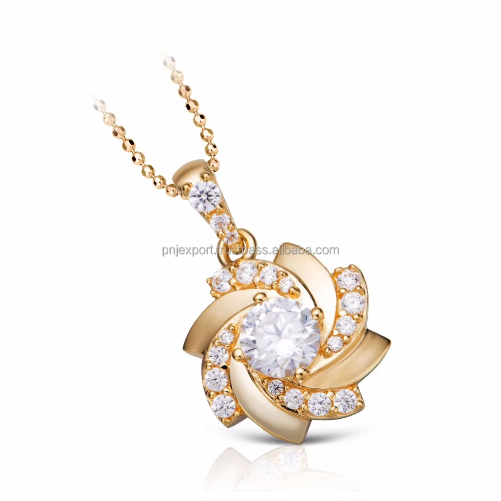 OEM ODM Latest Trend Women Jewelry Set 18K Solid Gold Jewlery Ring and Pendant with Cz - PNJ Brand - Vietnam Stylish Flower