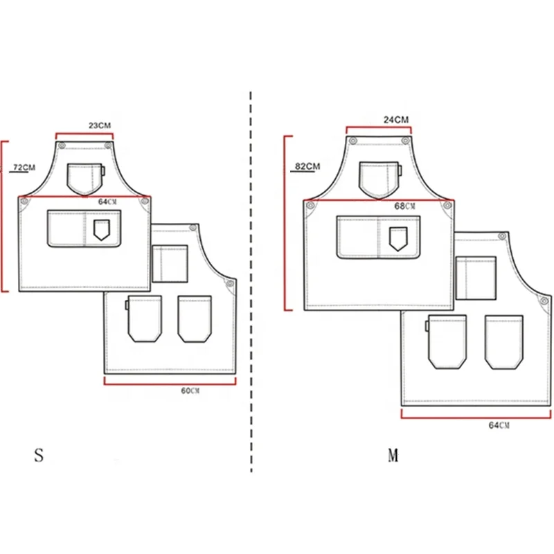 Double Sides Multicolored Cotton Bib Apron With Leather X Strap & Pockets Barber Salon Aprons