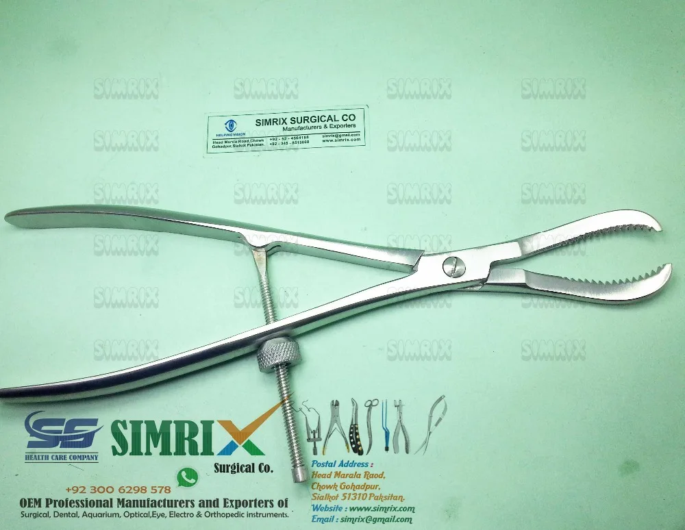 
Bone Reposition Forceps 17cm & 24cm With thread Fixation Screw , Orthopedic Instruments , SIMRIX 