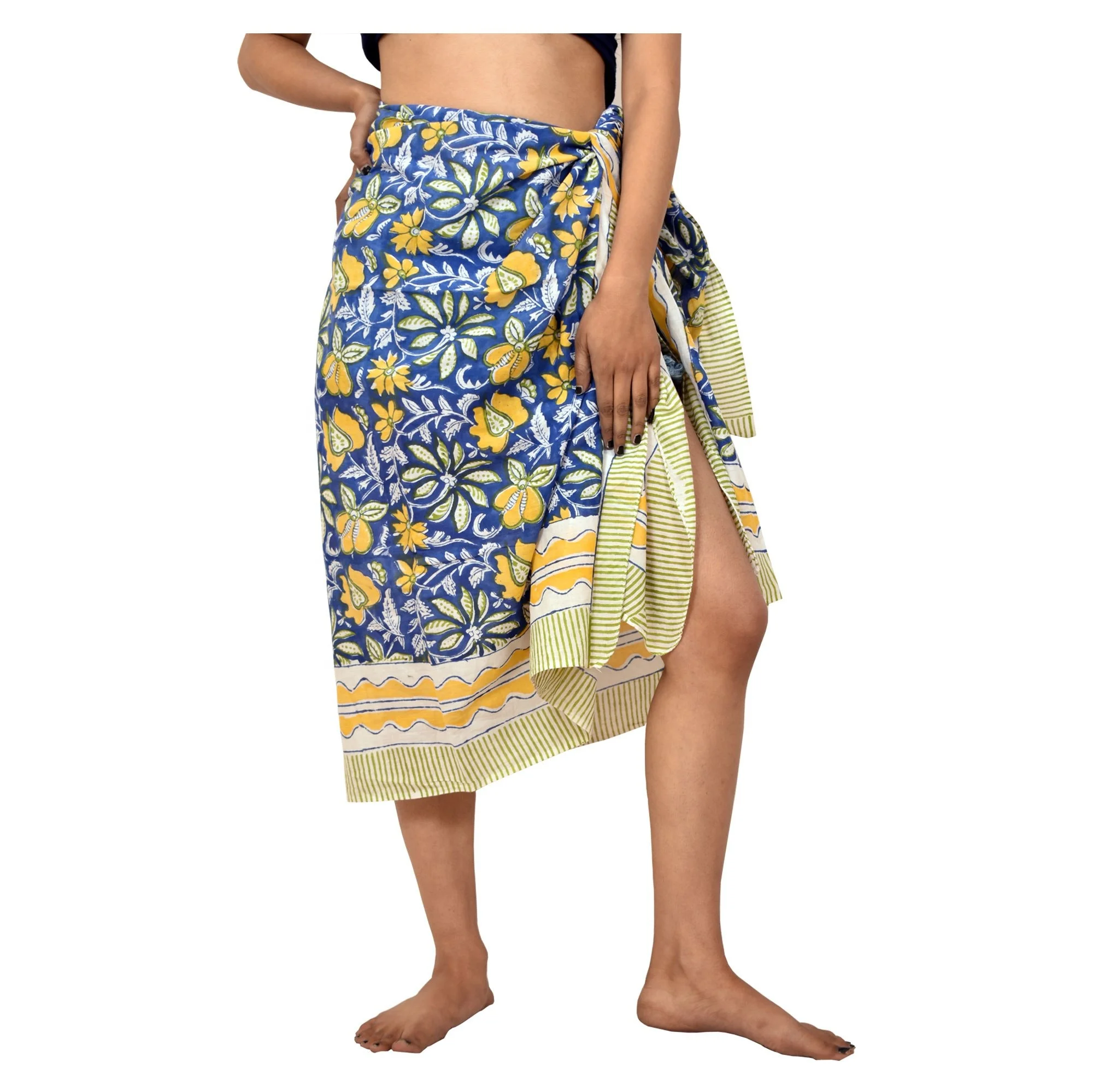 Indian High Quality Hand Block Floral Printed Scarf Soft Cotton Sarong Women Beach Wear Bikini Cover Ups Wholesale