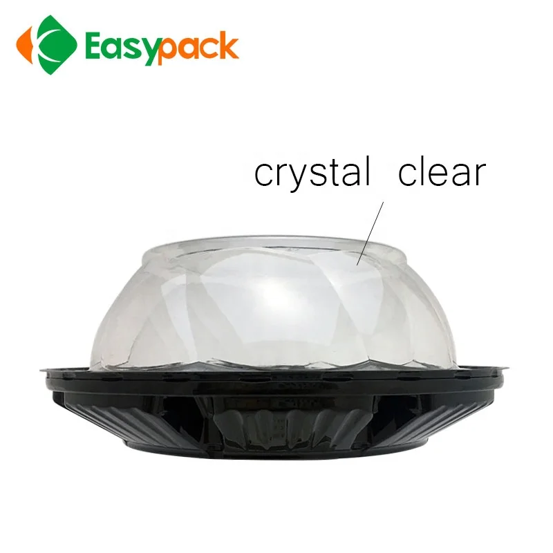 ECO friendly PET disposable round plastic cake dome containers with clear lid