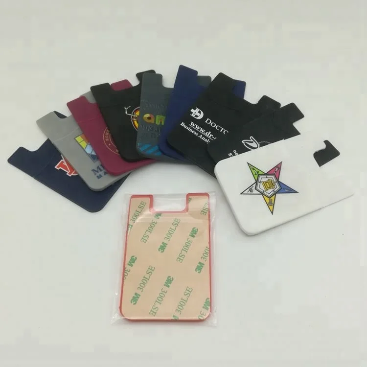 Fashion Customized Silicone Pocket Adhesive Phone Card Holder with 3M Sticker