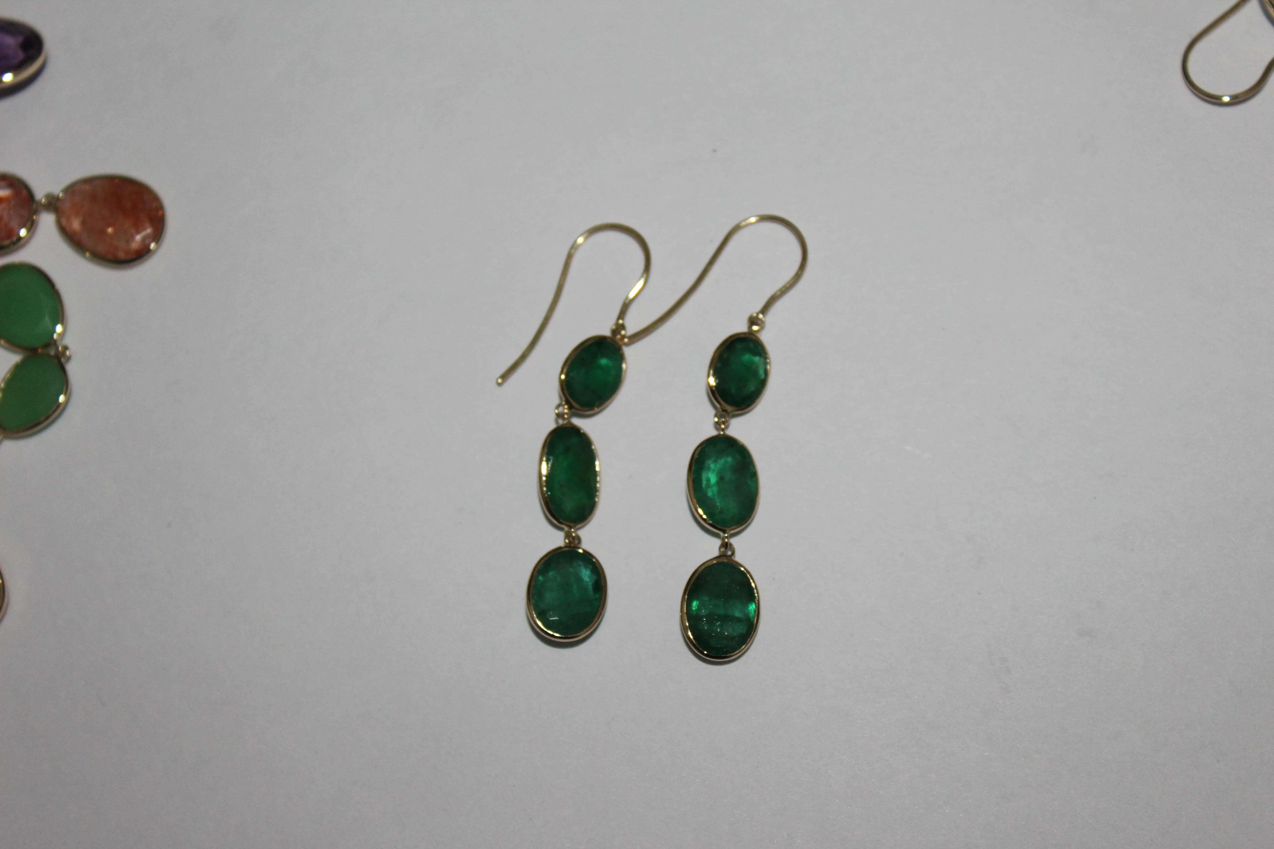 Graceful 18k Fine Gold Green Emerald Earrings with Round Brilliant Cut Real Fine Jewelry Small Women Drop Shipping OEM