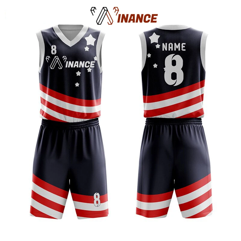 Wholesale 100% polyester custom reversible basketball uniform jersey set