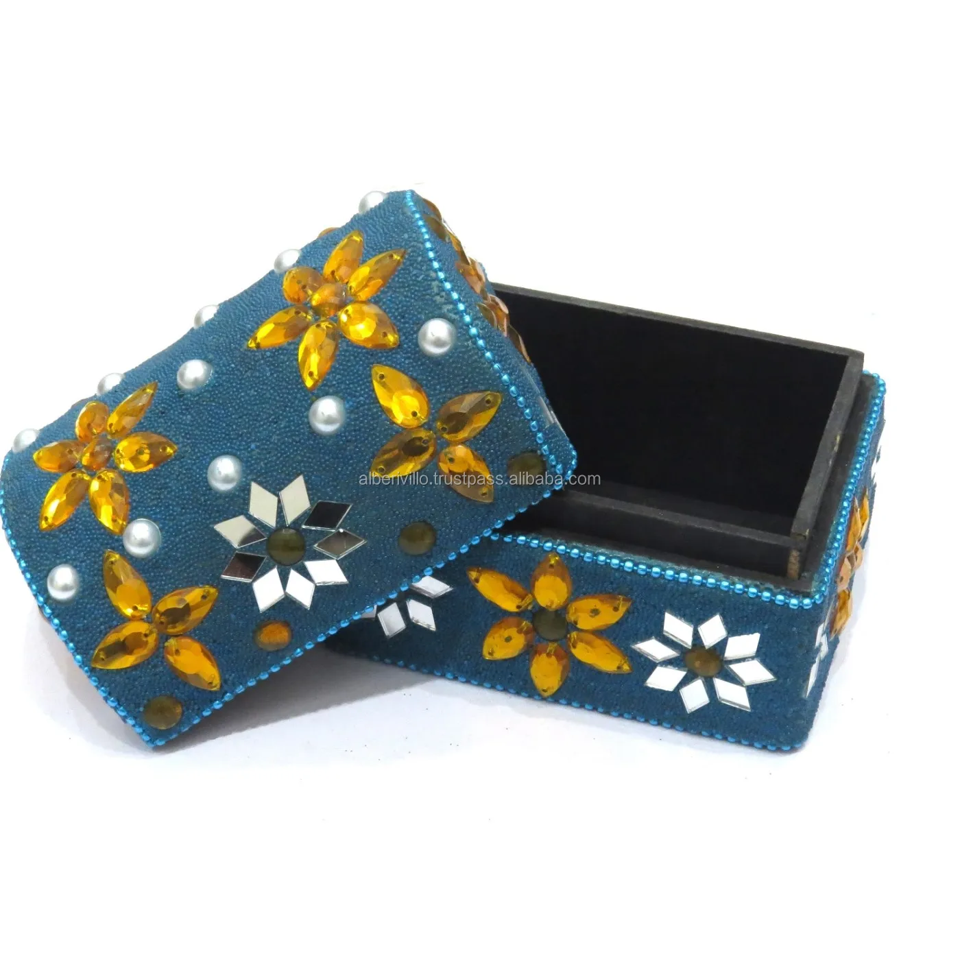 Ready to Ship Small Decorative Jewelry Boxes Designer Lac Glitter Beaded Storage  Box Indian Wedding Favor Pill Box