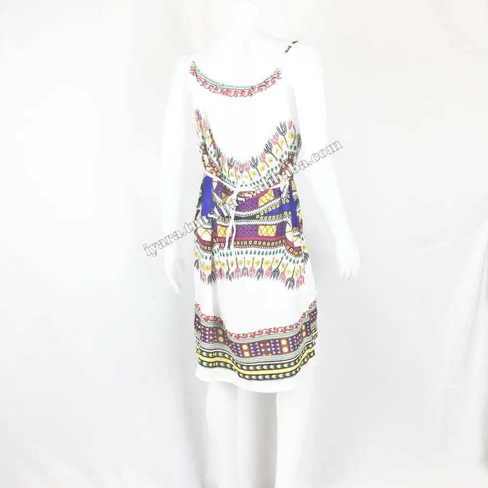 Spaghetti Sleeve Traditional African Dashiki Print Dress