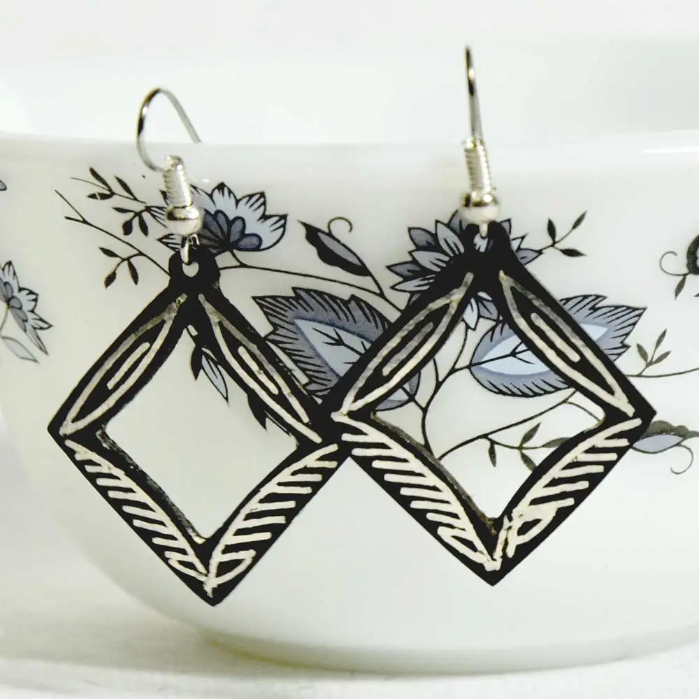 Handmade Silver Engraved Designer Jewellery handmade earrings - hanging earring design - Grapnel Anchor vintage jewellery