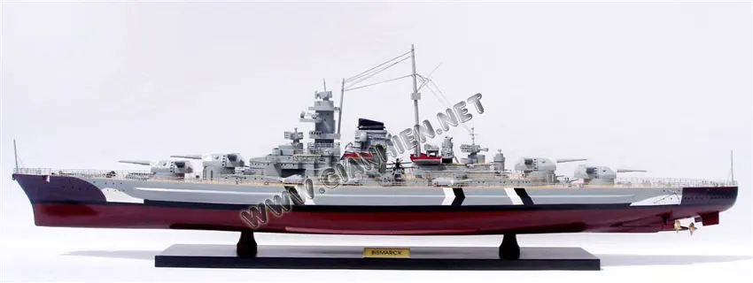 BISMARCK CAMOUFLAGE WOODEN MODEL BOAT - WOODEN HANDICRAFT MODEL