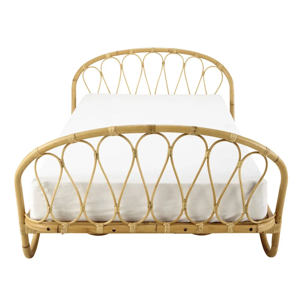Handmade natural rattan bed furniture