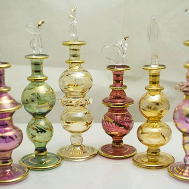 
High quality Egyptian Glass Perfume Bottle with 14 k Gold 