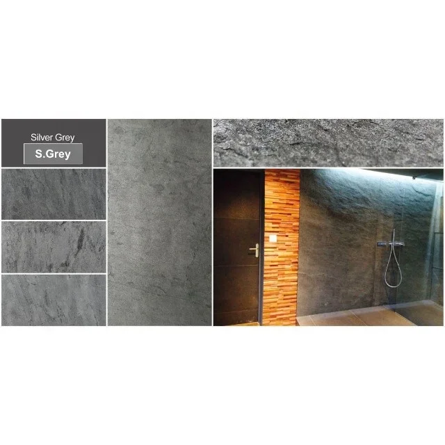 Thin Flexible Veneer Sheet Grey Silver Slate Stone 100% Natural Stone Natural Split Thin Slab IN;27243 5 Years Export Modern TSF