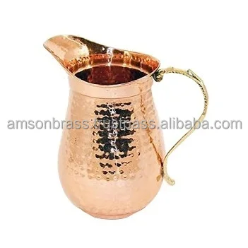 Hot Sale Copper Jug Premium Quality Pure Copper Water Pitcher / Hammered Pitcher Dining Table Decoration Copper Pitcher