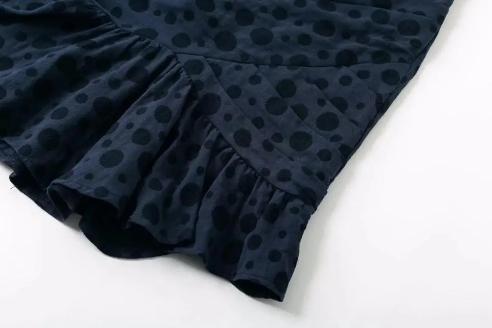 Folds decorate solid color straight collar stitching slim ruffle dress women