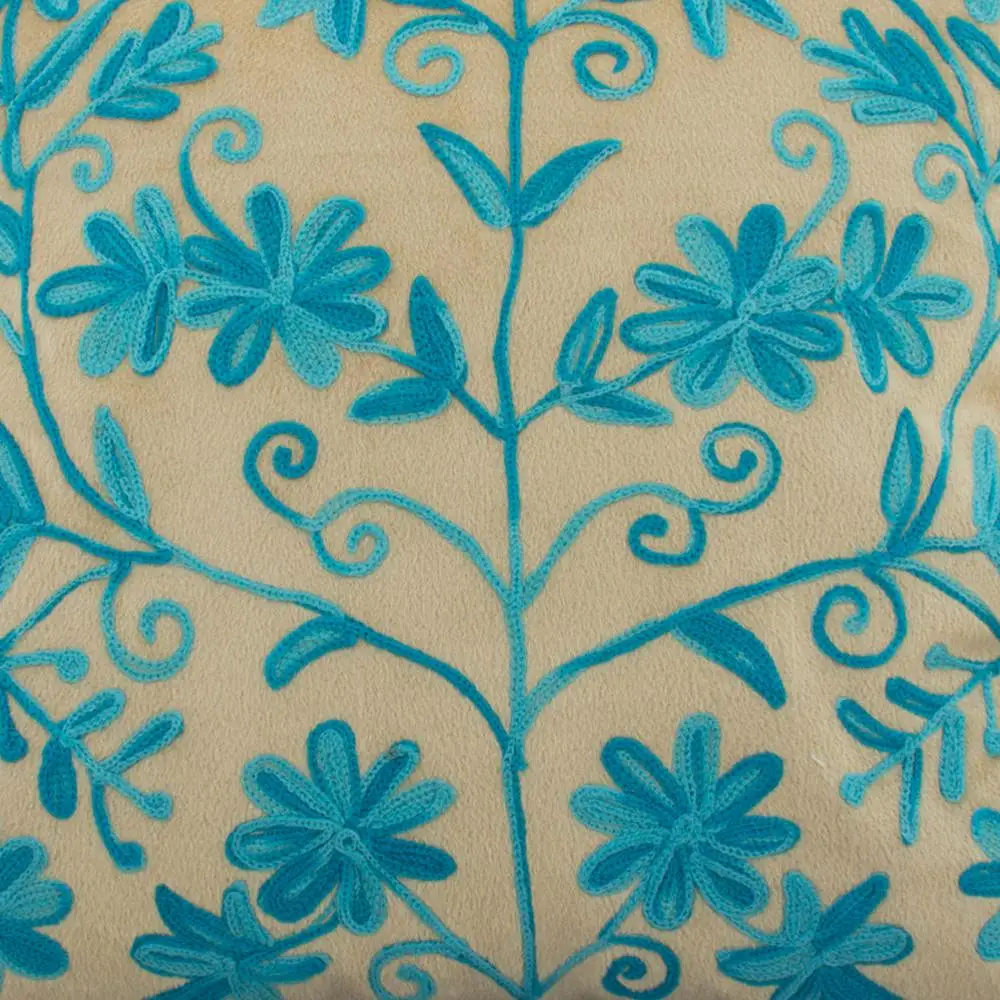 Floral embroidery Silk Cotton Decorative Boho Car Sofa Chair Bed Throw Square Pillow Cushion Cover 40 X 40CM