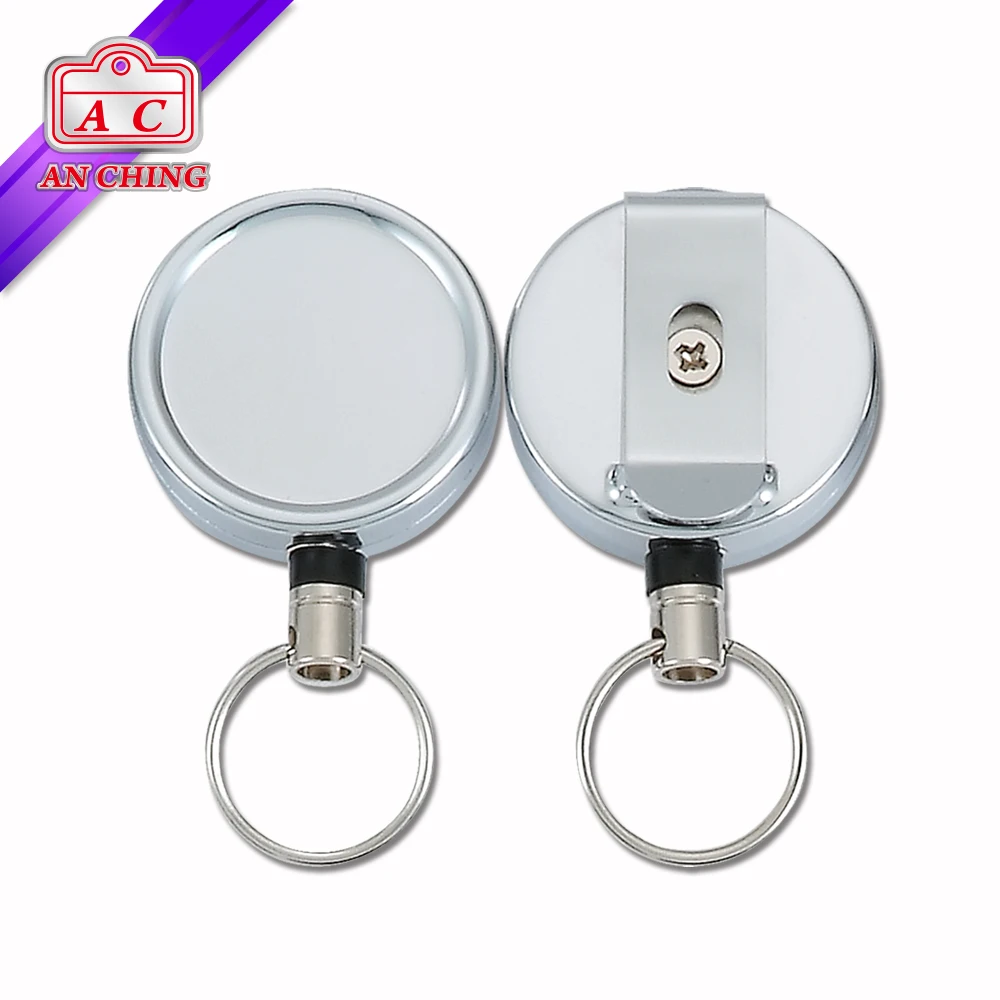 Sliver Nickel Plating Key Chain Retractable Badge Reel Metal ID Badge Reels