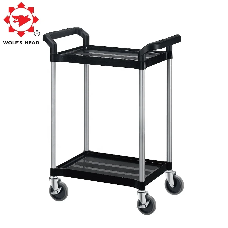 2-Tier Double Handles Utility Cart Hotel Restaurant Food Service Trolley