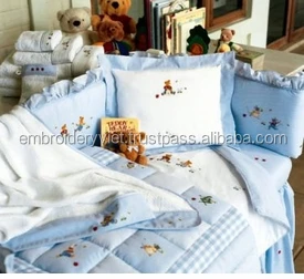 Hand embroidery Products 2018 100% Cotton Bed Sheet Bedding Set for baby