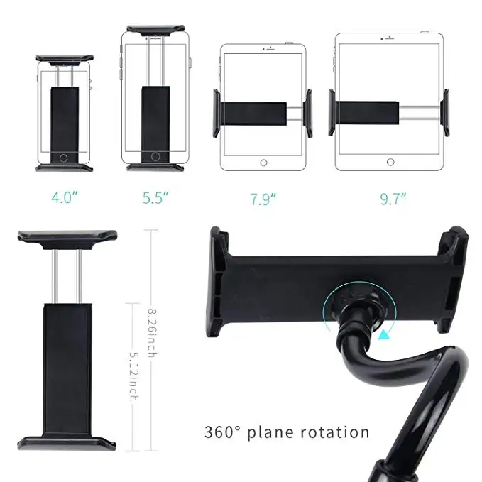 
Licheers Universal double adjustable Lazy Arm Long Arm Flexible Mobile Phone Tablet Holder Mount Desktop Clip 