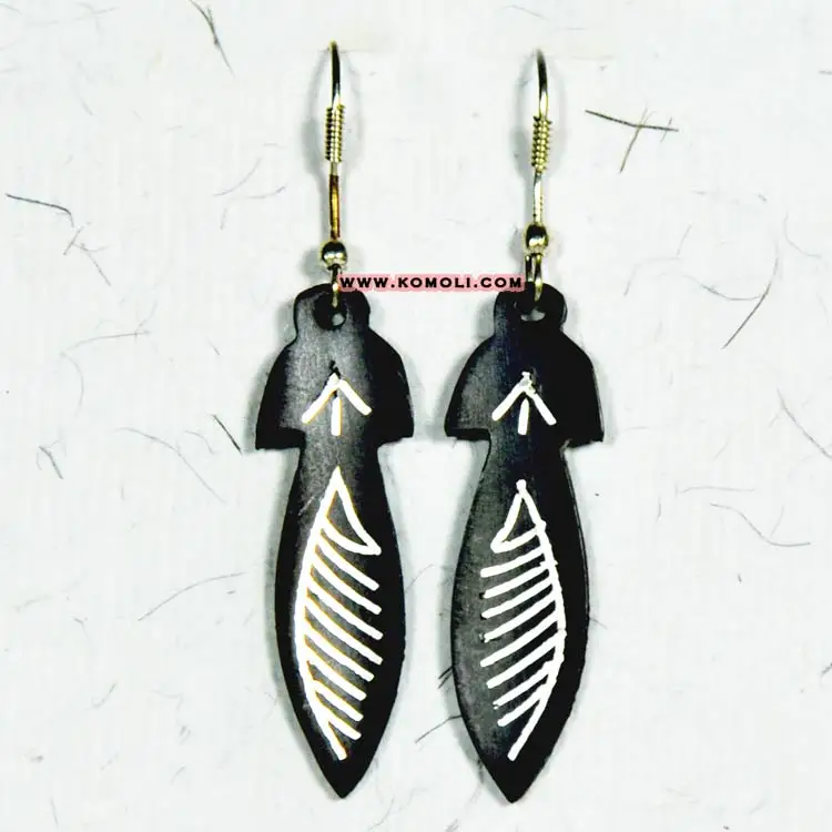 Handmade Silver Engraved Designer Jewellery handmade earrings - hanging earring design - Grapnel Anchor vintage jewellery