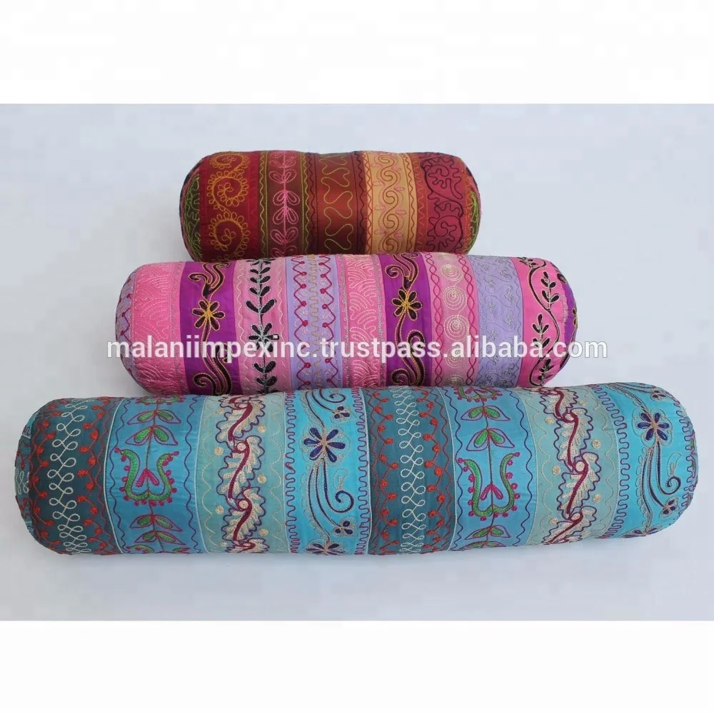 Trendy Designer Home Textile Filled Oblong Yoga Bolster Pillow