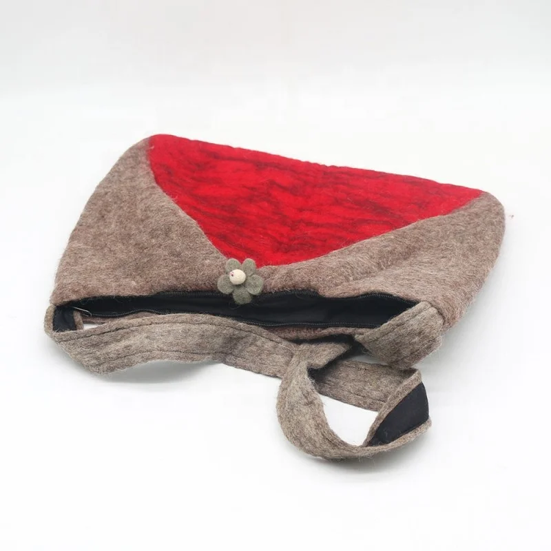FYN-BG-028, Felt Hand Bag, Felted by Skilled and Talented Women Artisans from Nepal, 100% Eco-friendly New Zealand Wool