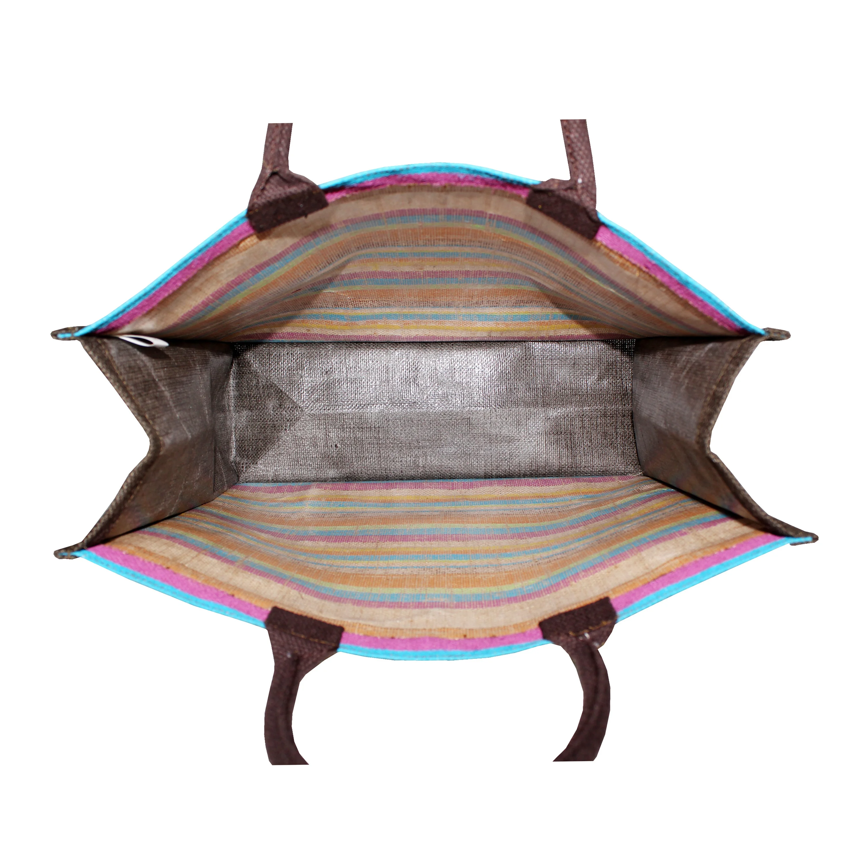 Wholesale Printed Hessian Shopper Bag Custom Printed Large Natural Eco Friendly Burlap Jute Shopping Tote Beach Bag With Pocket