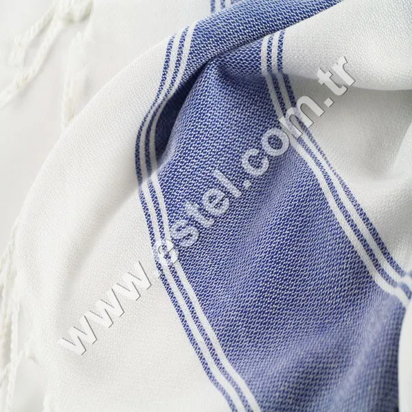 100% Handmade Turkish Royal Blue Hamam Spa Bath Towel Thick Stripy Mystic Printed Hotel Towel for Beach Use