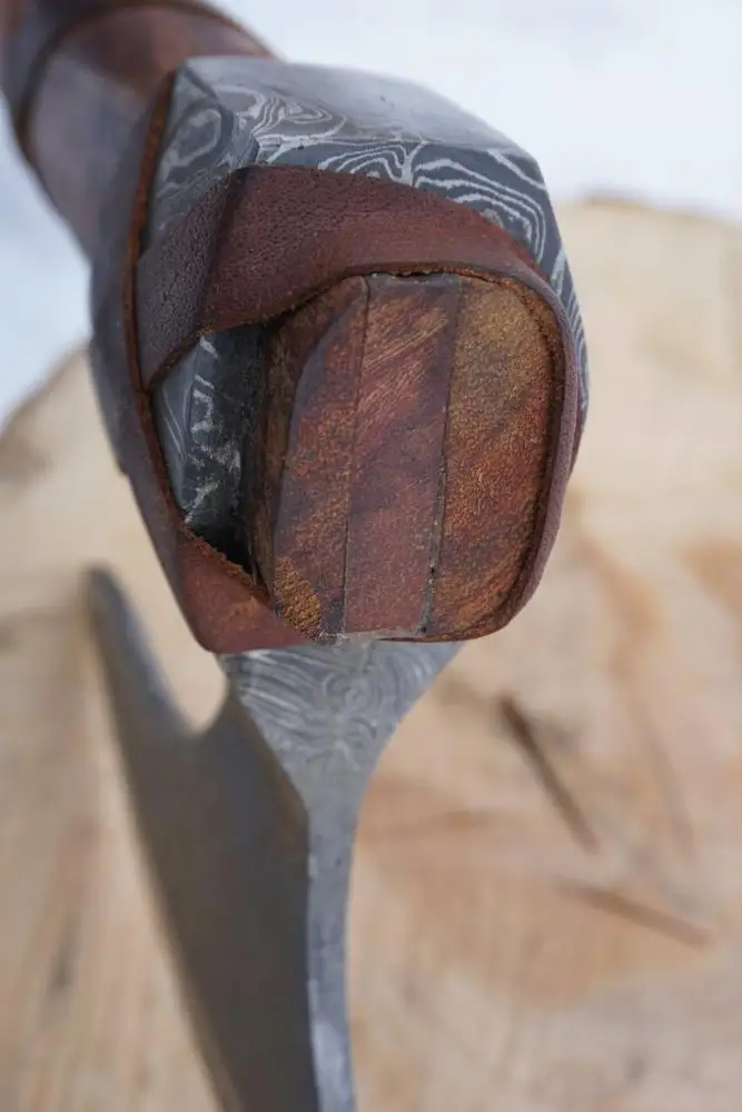 HAND FORGED DAMASCUS STEEL ODIN VIKING AXE FUNCTIONAL ART TOMAHAWK VIKING AXE CAMPING OUTDOOR HUNTING AXE V-007