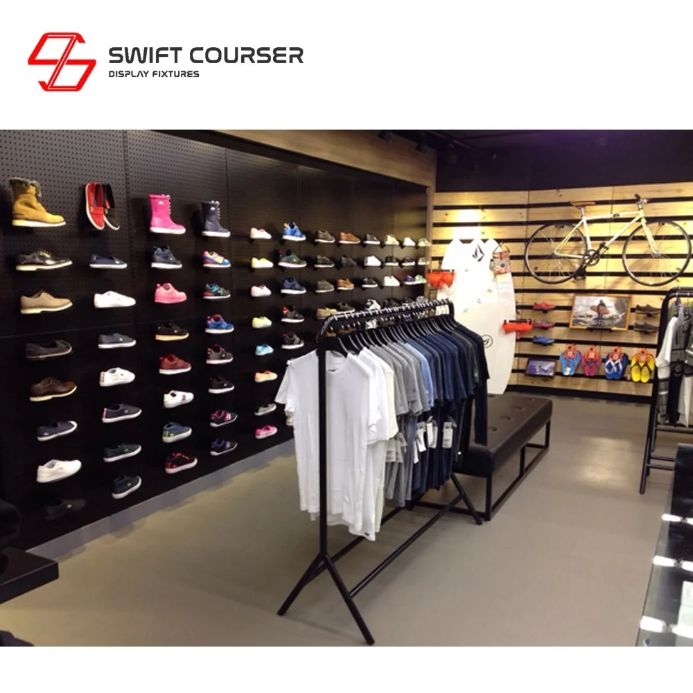 Swift retail shoe store sneaker pegboard racks