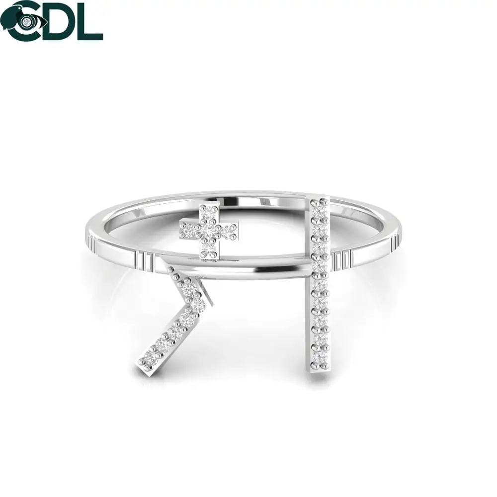 Symbolic Religious Diamond Ring in 18Kt White Yellow Rose Gold 1.44 Grams Fine Jewelry For Women