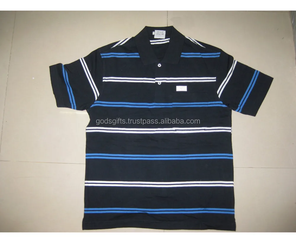 Polo T-Shirt Stripes design oem polo customized polo cheap direct export indian manufacturer tirupur bamboo cotton online sale