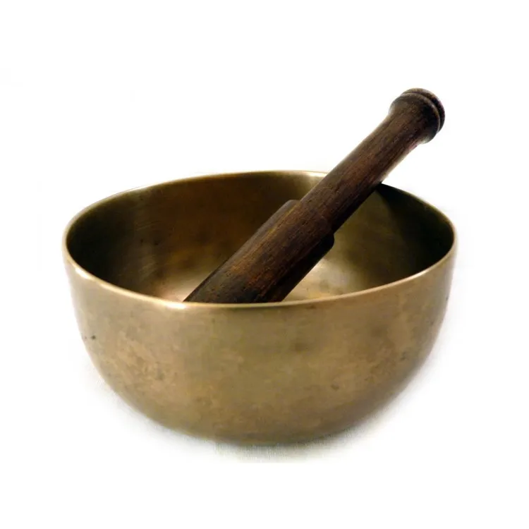 Buddhist Yoga Meditation Bowl - Tibetan Singing Bowl With Suede Striker - Mantra Om Mani Tibetan Singing Bowl