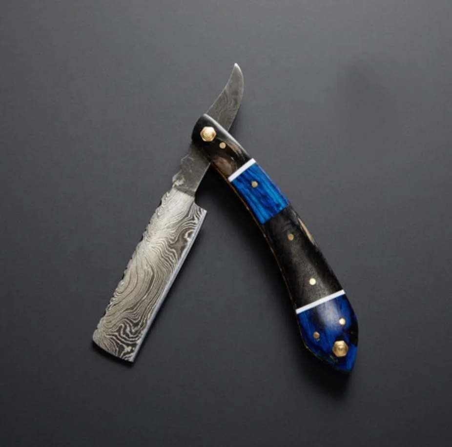 Professional Damascus steel high quality barber straight razor for shaving