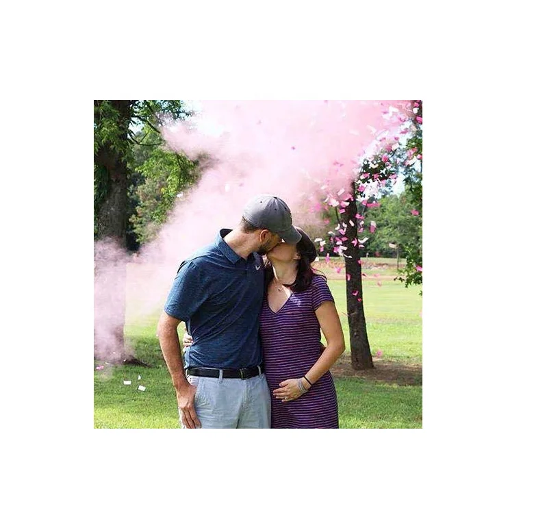 JILE Baby Gender Reveal Party Supplies Pink Blue Color Smoke Powder Confetti Cannon For Baby Shower Party