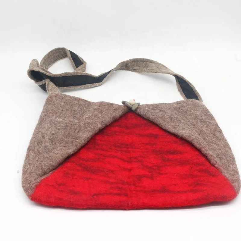 FYN-BG-028, Felt Hand Bag, Felted by Skilled and Talented Women Artisans from Nepal, 100% Eco-friendly New Zealand Wool