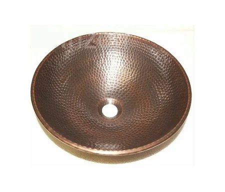 Classic design copper hammered wash basin sink round shape customized size kitchen sink for best selling