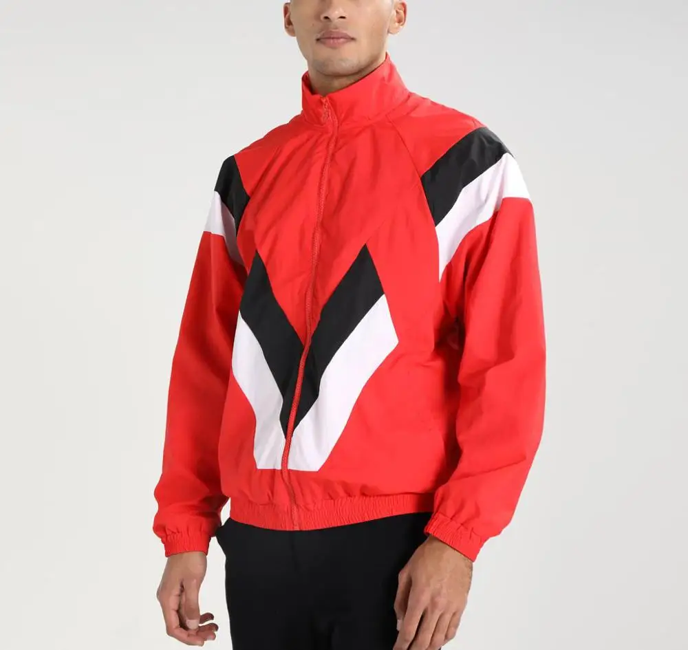 MGOO 100% nylon colorblocked windbreaker jacket Custom printing stand neck hip hop jacket