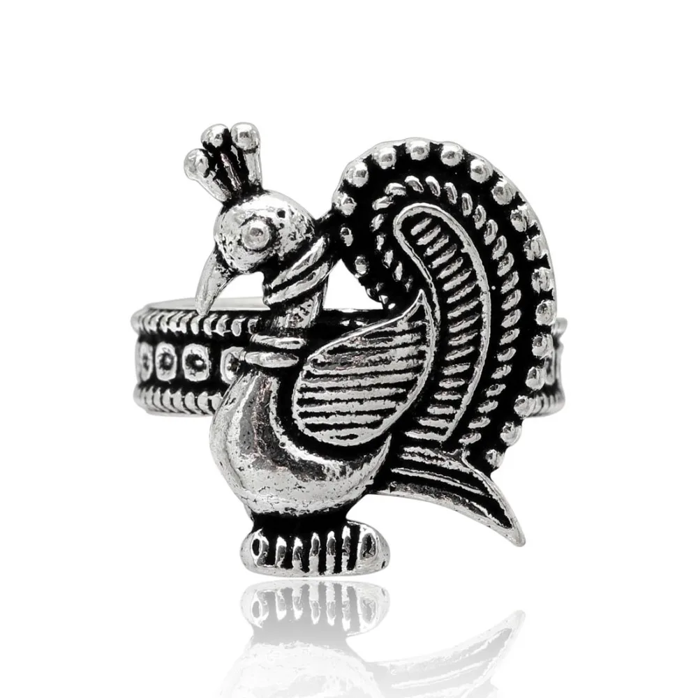 Silver Color Oxidised Birds Design Ring For Girls & Women