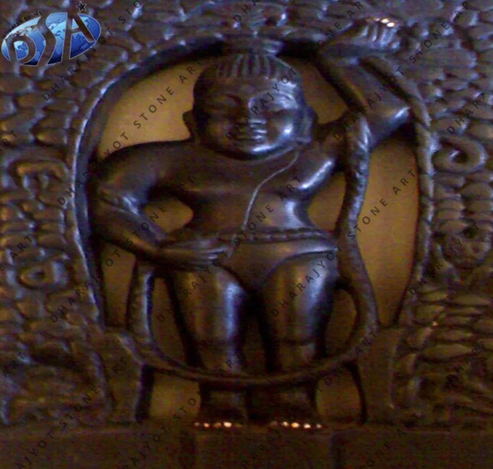 Black Marble Polished Antique Standing Shreenathji Statue Sculpture