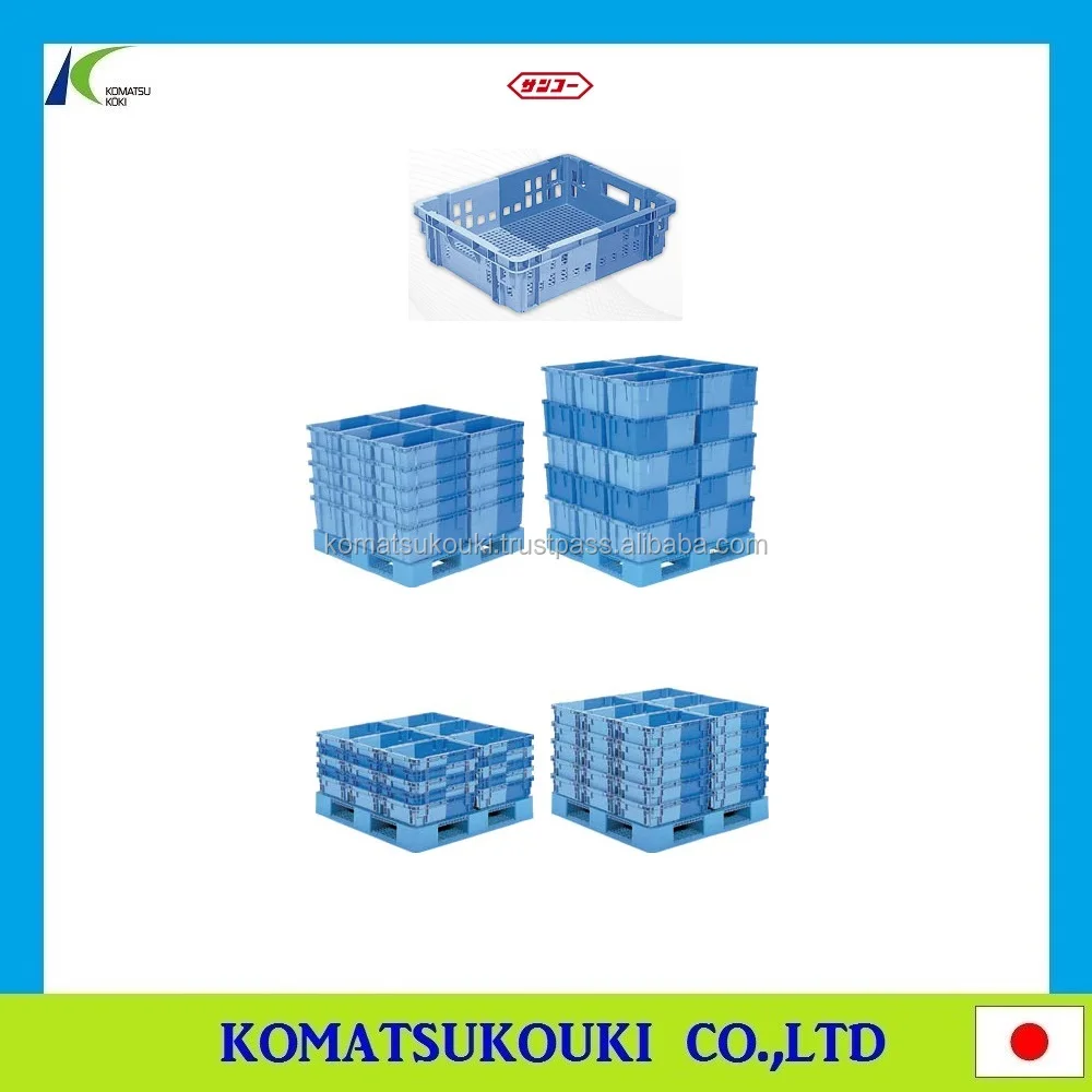 Stackable and foldable Japan SANKO industrial folding container box, storage container and plastic box also available