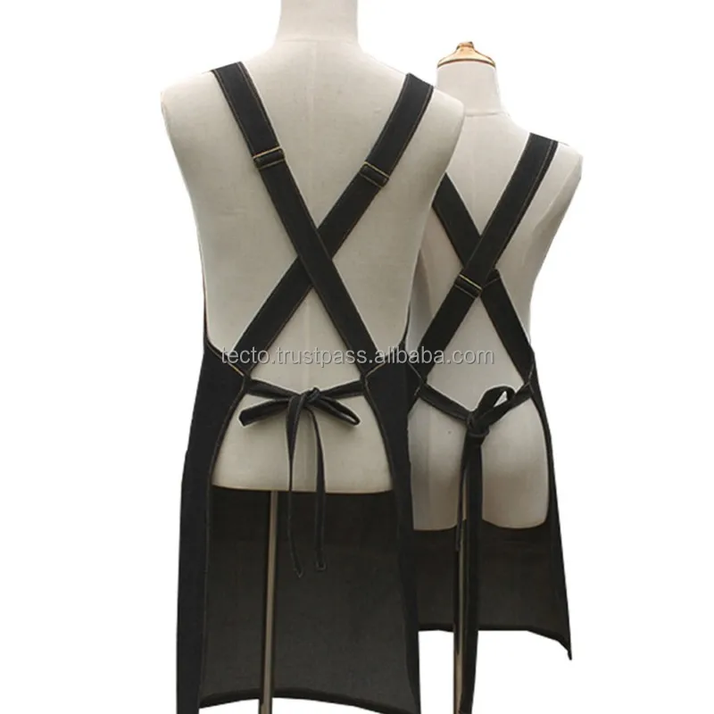 Barber Denim Aprons Black Hairdressing Salon Aprons customized logo With Pockets Unisex Barber Shops Aprons