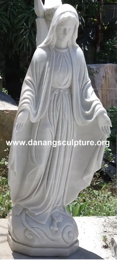 Vietnamese Factory Custom Indoor and Outdoor Natural Solid Stone Carving White Marble Virgin Mary Statue virgin for sale