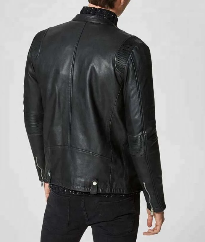 Мужская куртка из 100% натуральной кожи, модная кожаная куртка, мотоциклетная куртка