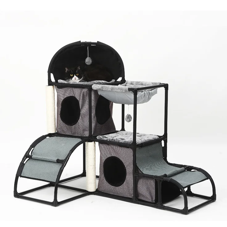 cat tree wooden customized design indoor cat house furniture