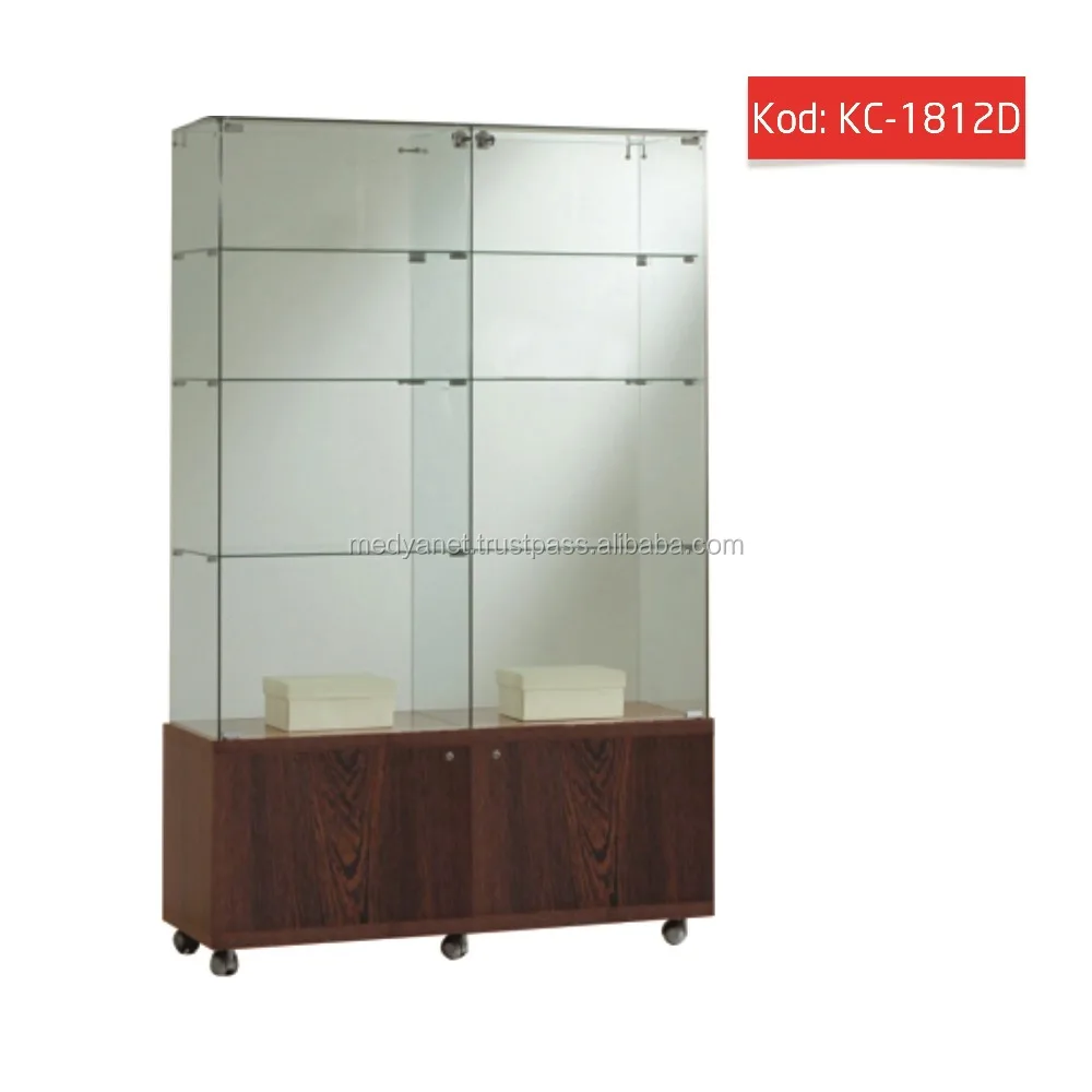 Turkish Best Quality Manufacture Frameless Tempered Full Viison Glass Display Showcase Cabinets Museum Stand