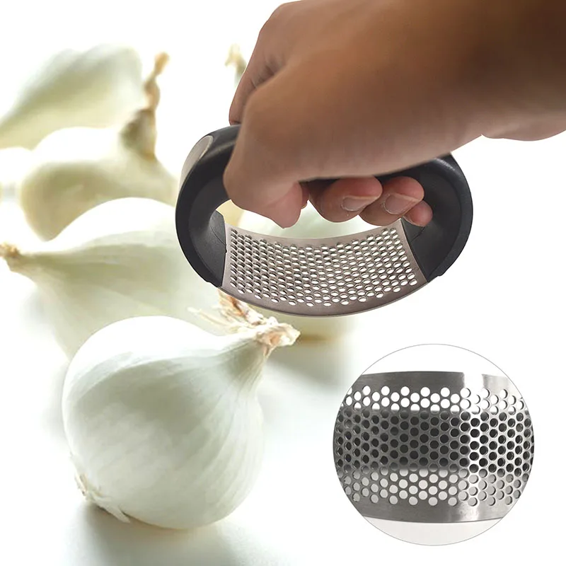 Wholesale Garlic Crusher Mill With Cleaning Brush Silicone Tube Peeler 18/8 Stainless Steel Garlic Press