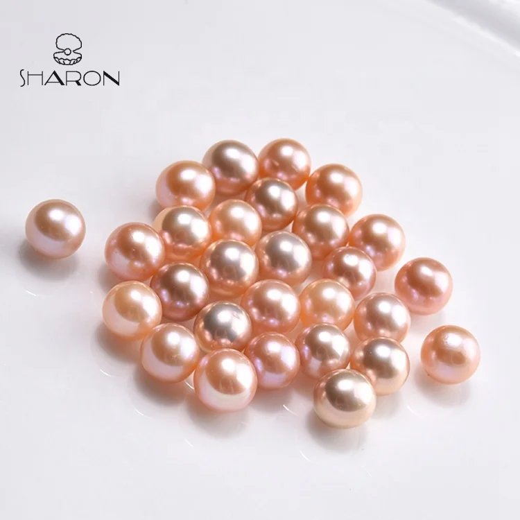 
Wholesale 7-8mm Natural Cultured Freshwater Round Pink Loose Pearl No Drilled 