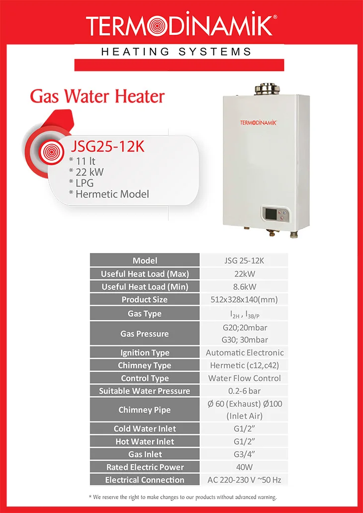 JSG-25 GAS WATER HEATER
