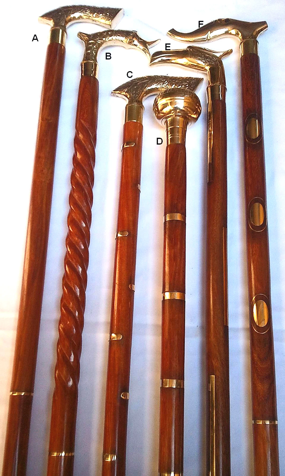 New Decorative elderly Wooden walking sticks and canes with Brass handles / wooden walking canes with brass handle